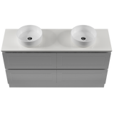 Nevada Plus Classic Vanity 1500mm Double White Gloss Above Counter Basins SilkSurface Top Floor standing (NVPC-V-1500-D-SSA-F)