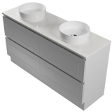 Nevada Plus Classic Vanity 1500mm Double White Gloss Above Counter Basins SilkSurface Top Floor standing (NVPC-V-1500-D-SSA-F)