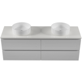 Nevada Plus Classic Vanity 1500mm Double White Gloss Above Counter Basins SilkSurface Top Wall hung (NVPC-V-1500-D-SSA-W)