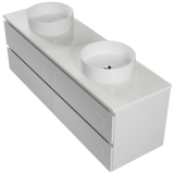Nevada Plus Classic Vanity 1500mm Double White Gloss Above Counter Basins SilkSurface Top Wall hung (NVPC-V-1500-D-SSA-W)