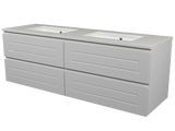Nevada Plus Classic Vanity 1500mm Double White Gloss Under Counter Basins SilkSurface Top Wall hung (NVPC-V-1500-D-SSU-W)