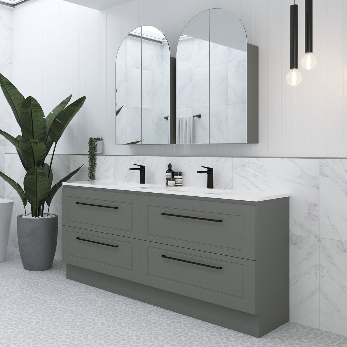 Nevada Plus Classic Vanity 1800mm Double Bowl Regal Top Floor standing (NVPC-V-1800-D-REG-F)