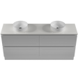 Nevada Plus Classic Vanity 1800mm Double White Gloss Above Counter Basins SilkSurface Top Floor standing (NVPC-V-1800-D-SSA-F)