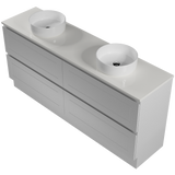 Nevada Plus Classic Vanity 1800mm Double White Gloss Above Counter Basins SilkSurface Top Floor standing (NVPC-V-1800-D-SSA-F)