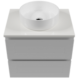 Nevada Plus Classic Vanity 600mm Centre White Gloss Above Counter Basin SilkSurface Top Wall hung (NVPC-V-600-C-SSA-W)