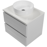 Nevada Plus Classic Vanity 600mm Centre White Gloss Above Counter Basin SilkSurface Top Wall hung (NVPC-V-600-C-SSA-W)