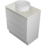 Nevada Plus Classic Vanity 750mm Centre White Gloss Above Counter Basin SilkSurface Top Floor standing (NVPC-V-750-C-SSA-F)