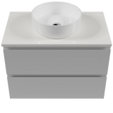 Nevada Plus Classic Vanity 750mm Centre White Gloss Above Counter Basin SilkSurface Top Wall hung (NVPC-V-750-C-SSA-W)
