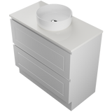 Nevada Plus Classic Vanity 900mm Centre White Gloss Above Counter Basin SilkSurface Top Floor standing (NVPC-V-900-C-SSA-F)