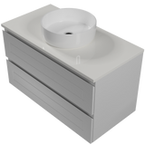 Nevada Plus Classic Vanity 900mm Centre White Gloss Above Counter Basin SilkSurface Top Wall hung (NVPC-V-900-C-SSA-W)