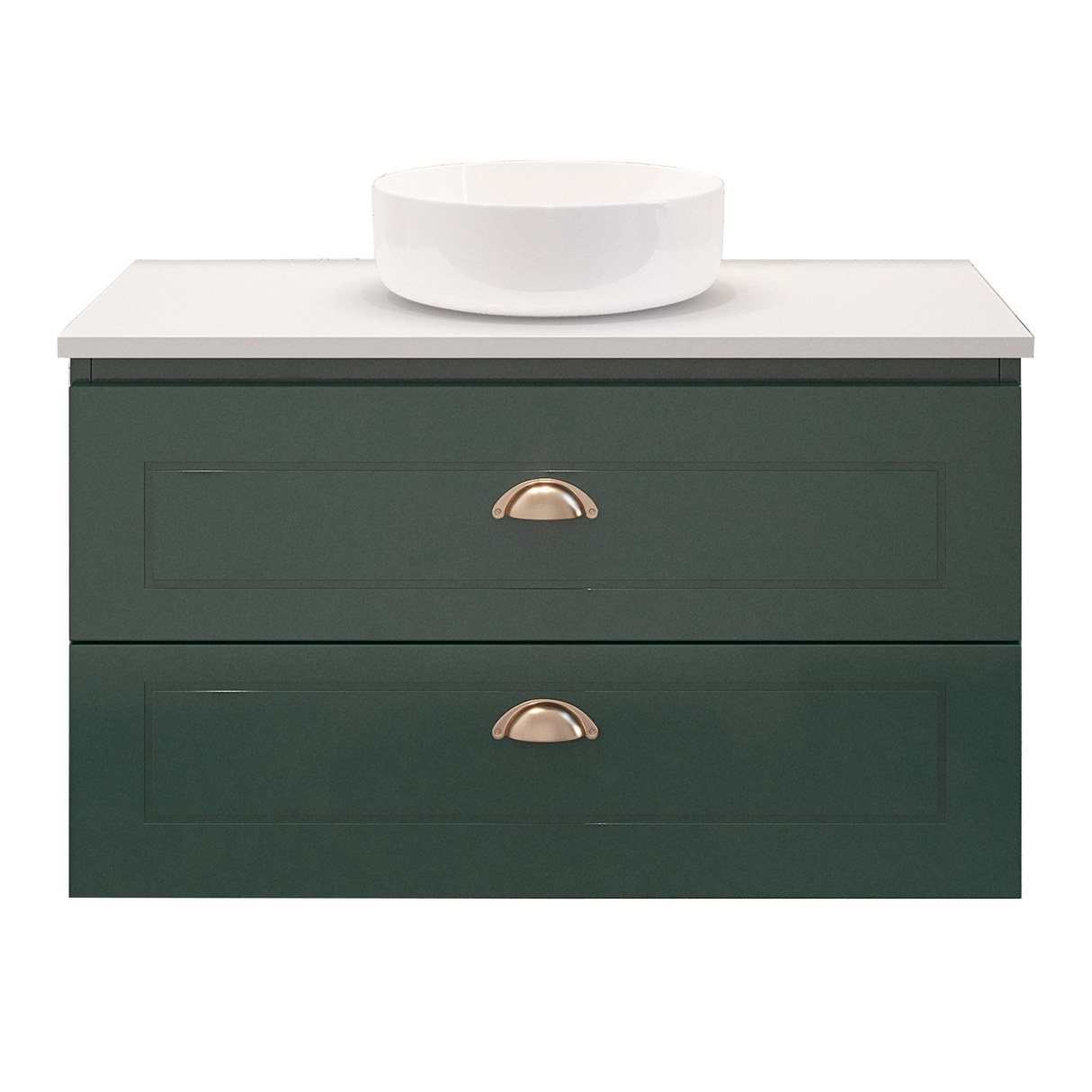 Nevada Plus Classic Vanity 900mm Centre White Gloss Above Counter Basin SilkSurface Top Wall hung (NVPC-V-900-C-SSA-W)