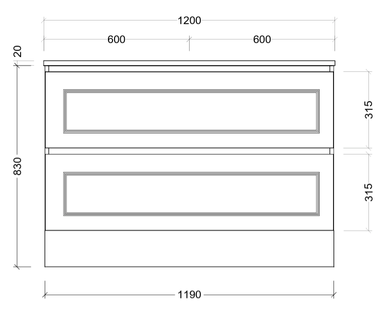 Nevada plus classic cabinet only 1200mm double bowl floor standing
