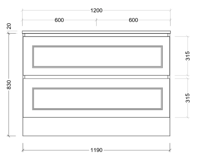 Nevada plus classic cabinet only 1200mm double bowl floor standing