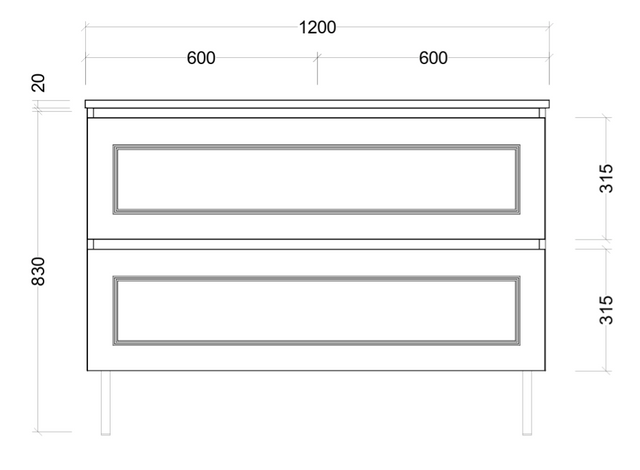Nevada plus classic cabinet only 1200mm double bowl on legs
