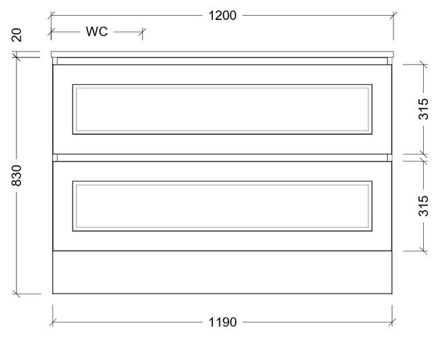 Nevada plus classic cabinet only 1200mm left bowl floor standing