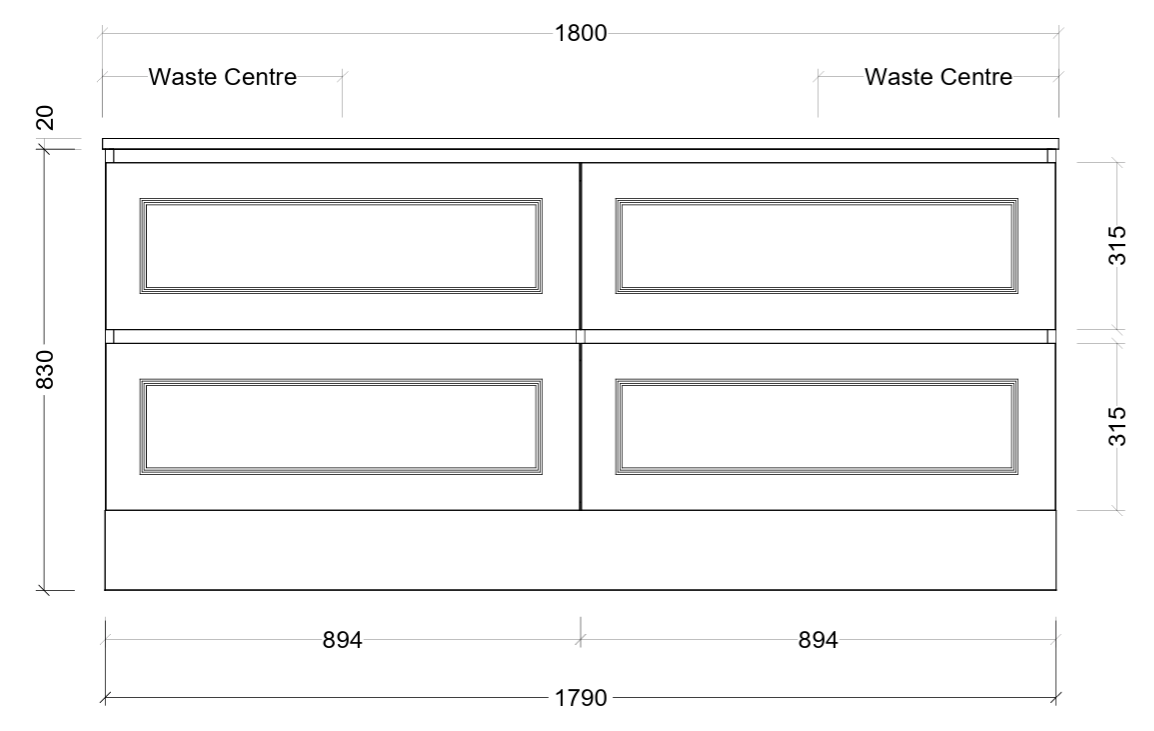 Nevada plus classic cabinet only 1800mm double bowl floor standing