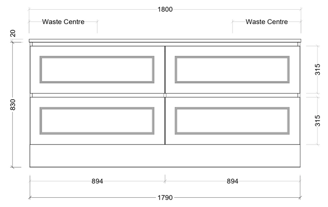 Nevada plus classic cabinet only 1800mm double bowl floor standing