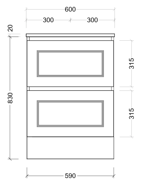 Nevada plus classic cabinet only 600mm centre bowl floor standing