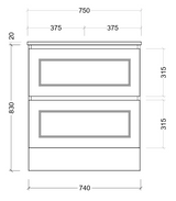 Nevada Plus Classic Vanity 750mm Centre Bowl Haven Top Floor standing