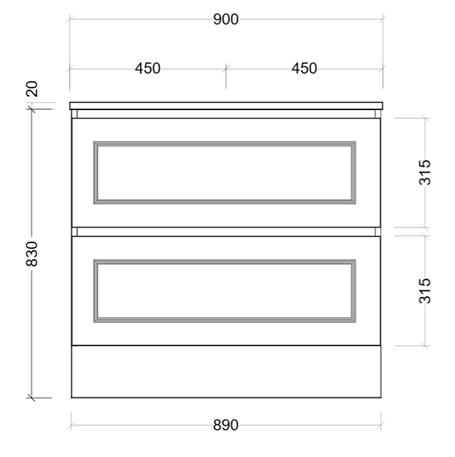 Nevada plus classic cabinet only 900mm centre bowl floor standing