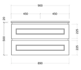 Nevada Plus Classic Vanity 900mm Right Bowl Alpha Top Wall hung