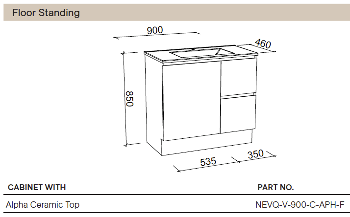 Nevada Quickship Vanity 900mm White Satin Centre Bowl 1 Tap Hole Alpha Top Floor standing