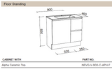 Nevada Quickship Vanity 900mm White Satin Centre Bowl 1 Tap Hole Alpha Top Floor standing