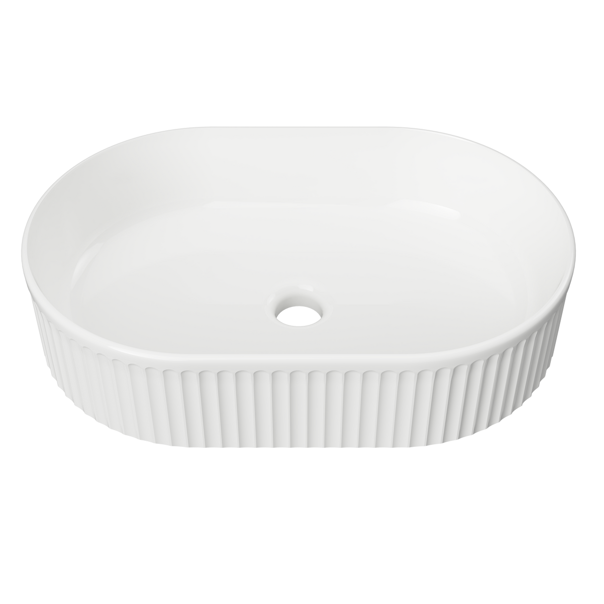 An image of Timberline's Oval Flute Basin 490mm White Gloss