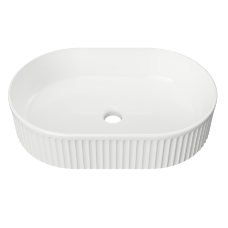 An image of Timberline's Oval Flute Basin 490mm White Gloss