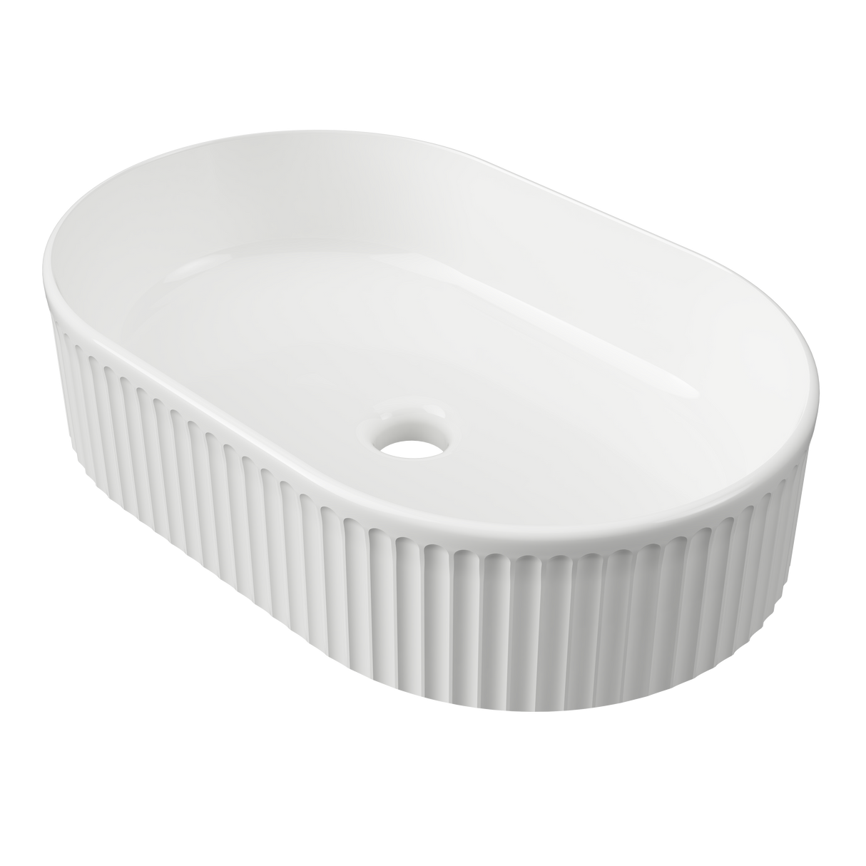 An image of Timberline's Oval Flute Basin 490mm White Gloss