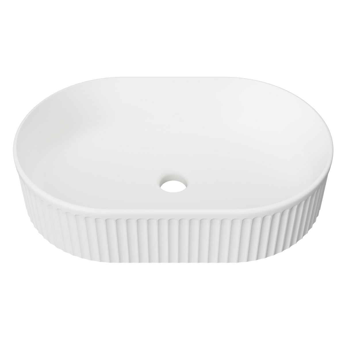 An image of Timberline's Oval Flute Basin 490mm White Matt