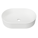 An image of Timberline's Oval Flute Basin 490mm White Matt