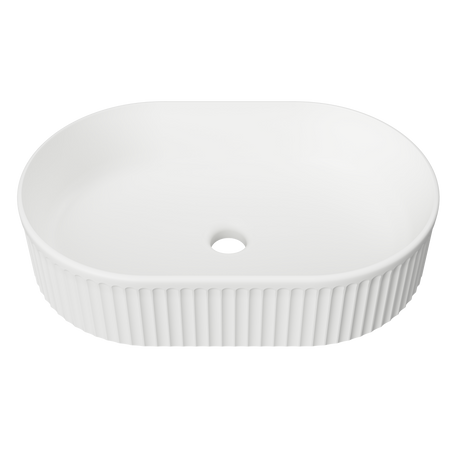 An image of Timberline's Oval Flute Basin 490mm White Matt