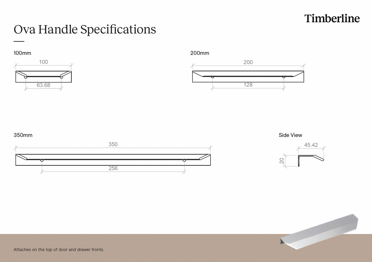Ova 200mm Brushed Nickel Handle