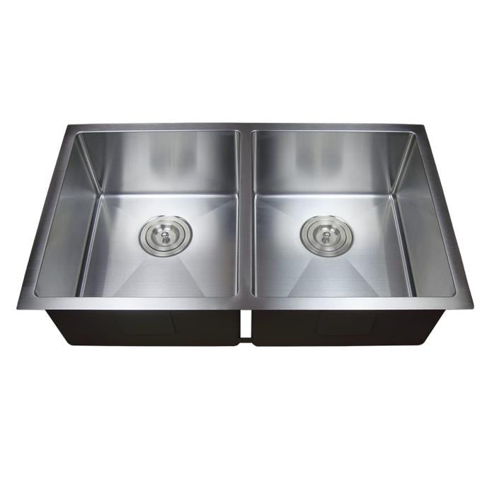 Double Rectangle Bowl Stainless Steel Kitchen Sink Round Waste PKSS-775DR