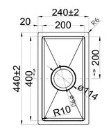 Single Rectangle Bowl Stainless Steel Kitchen Sink Round Waste PKSS-240R