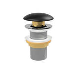 Black Matt Pop Up Waste with Ceramic Cover. No Overflow (POP-OPT-BLK)