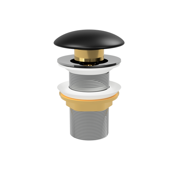 Black Matt Pop Up Waste with Ceramic Cover. No Overflow (POP-OPT-BLK)