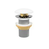 White Matt Pop Up Waste with Ceramic Cover. No Overflow (POP-OPT-WM)