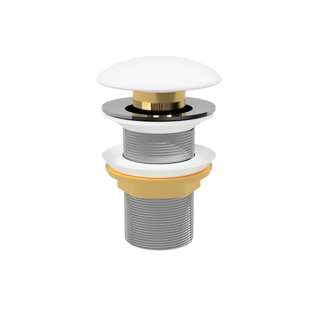 White Matt Pop Up Waste with Ceramic Cover. No Overflow (POP-OPT-WM)