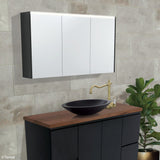 1200 LED Mirror Cabinet with Satin Black Side Panels