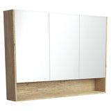 1200 Mirror Cabinet with Display Shelf, Scandi Oak
