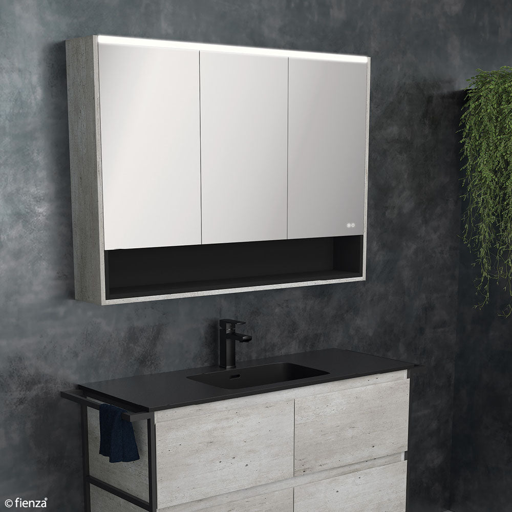 1200 LED Mirror Cabinet with Display Shelf, Industrial