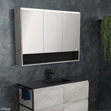 900 LED Mirror Cabinet with Display Shelf, Satin White