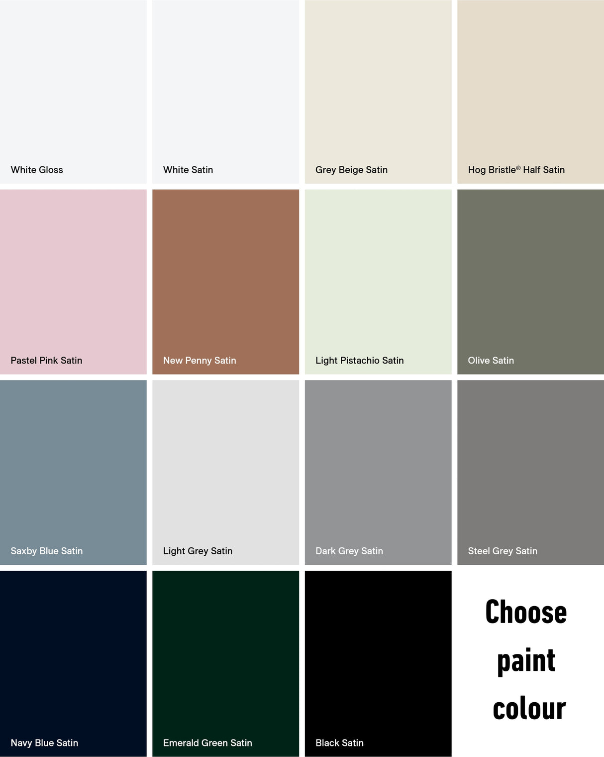 Paint colour options