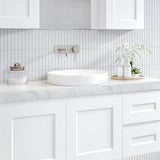 A lifestyle image of Timberline's Radius Basin 400mm White Gloss
