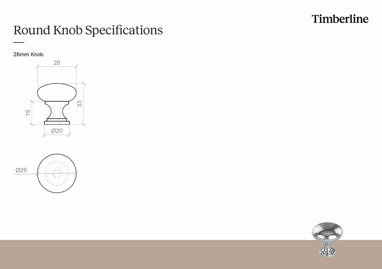 Round Knob 26mm Satin Gold Handle