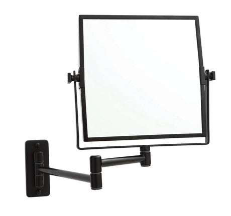 1 & 5x Magnification Matt Black Wall Mounted Shaving Mirror, 200x200mm