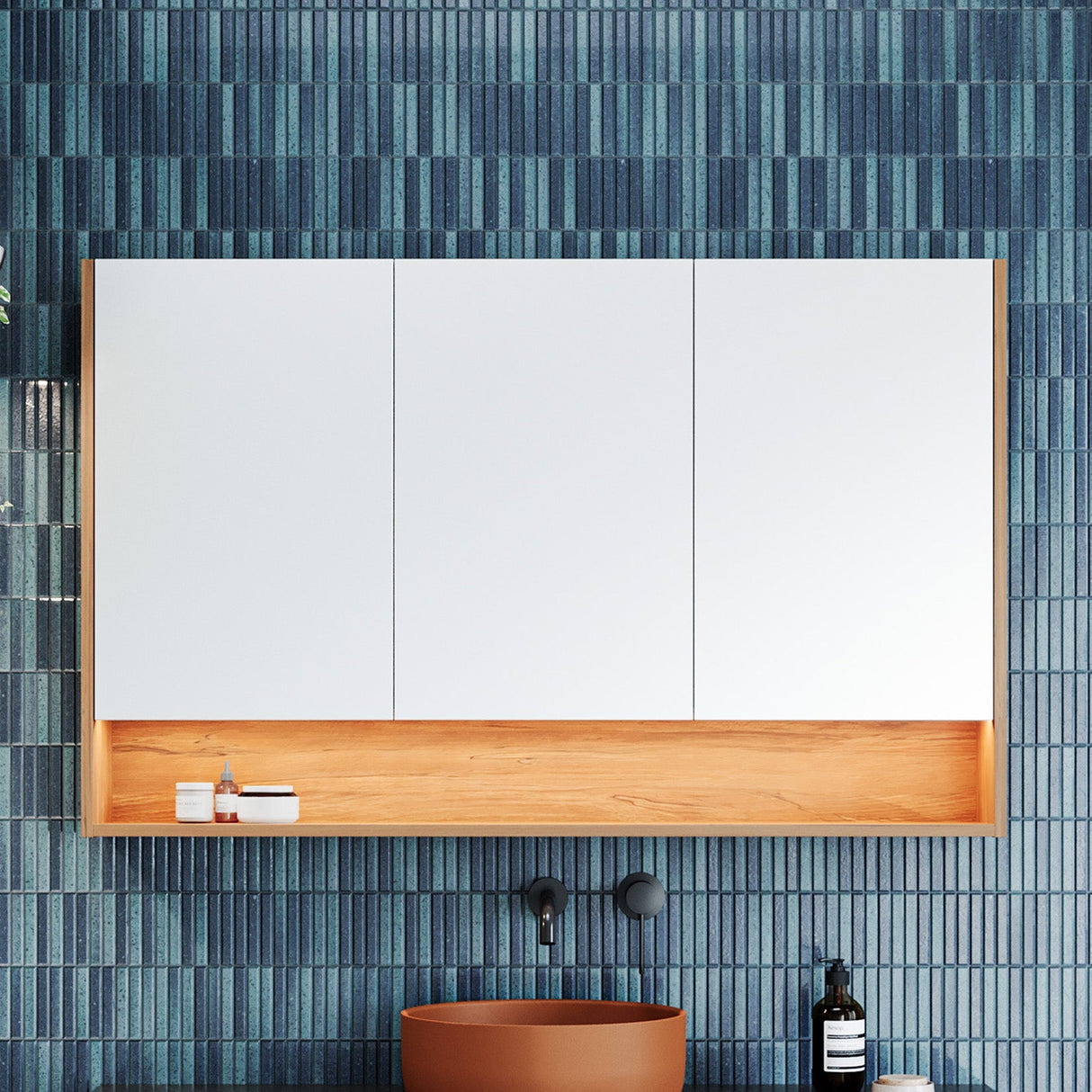 Sanremo Mirror Cabinet 1200mm Three Door Gold Collection (SAN-SC-1200-3-G)