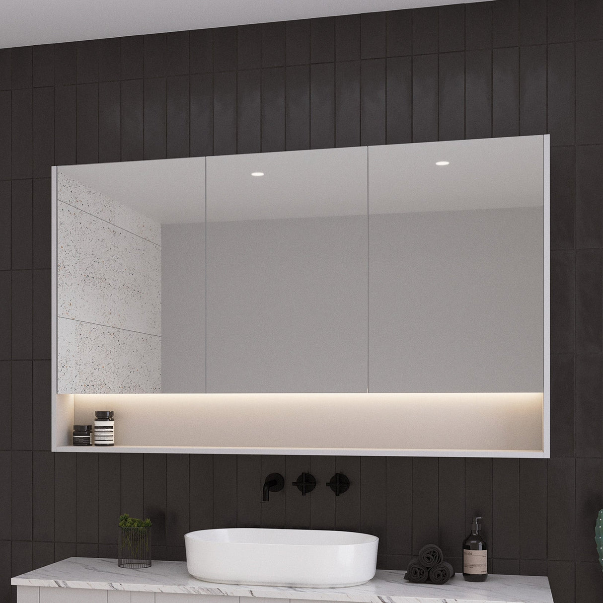 Sanremo Mirror Cabinet 1500mm Three Door Platinum Collection (SAN-SC-1500-3-P)